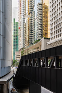 Low angle view of modern buildings in city