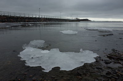 Scenic view of frozen lake against sky