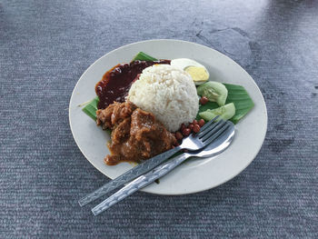 Close-up of food in plate on table