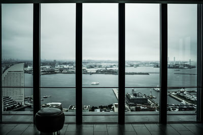 Buildings seen through window