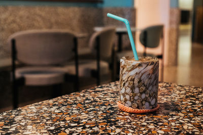 Close-up of drink in glass on table