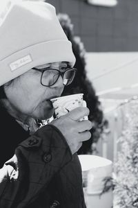 Portrait of man holding ice cream