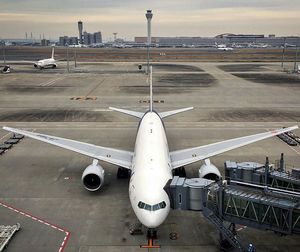 Airplane on airport runway