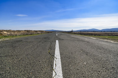 Surface level of road against sky