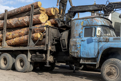 Abandoned truck on road