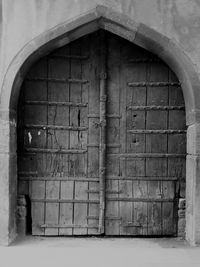 Closed door of old building