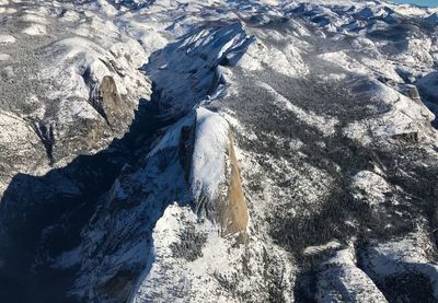 High angle view of frozen lake