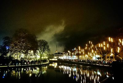 Panoramic view of illuminated city at night