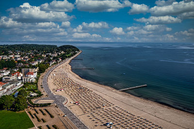 High angle view of beach against sky