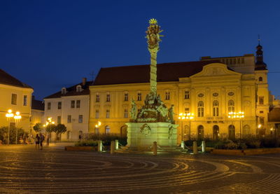 Illuminated building at night