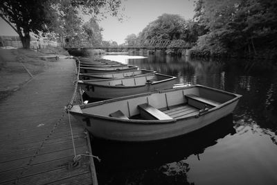 Boats in calm lake