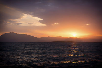 Scenic view of sea against sky during sunset