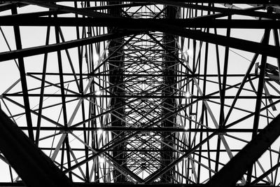 Low angle view of grid structure against sky