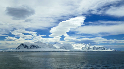Snow covered mountains at gerlache strait