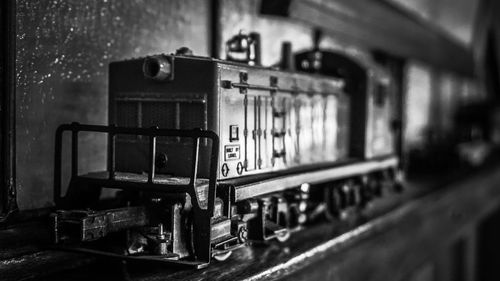 Close-up of train on railroad station