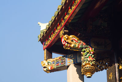 Low angle view of temple building against sky