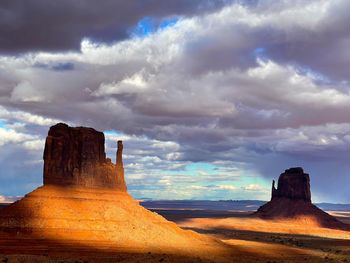 Scenic view of  rock formations in the monument valley