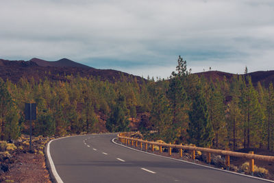 Road by trees against sky