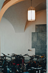 Bicycles on wall