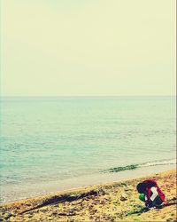 Scenic view of sea against clear sky