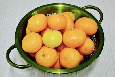 High angle view of fruits in basket