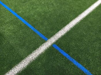 High angle view of lines on soccer field