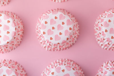 Directly above shot of cupcakes on table