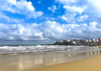 Scenic view of beach against sky