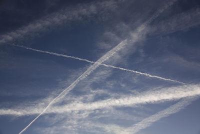 Low angle view of vapor trail in sky