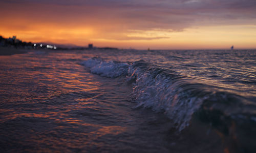 Scenic view of sea against sky during sunset