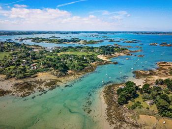 High angle view of beach against sky