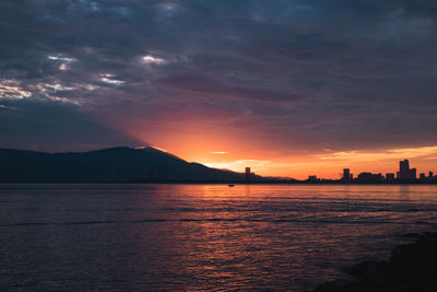 Scenic view of sea against sky during sunset