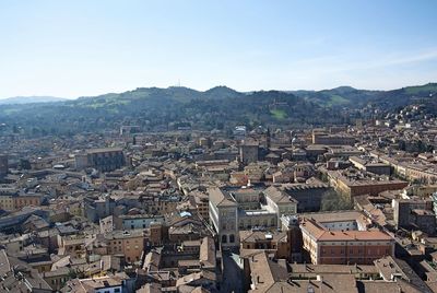 High angle view of townscape against sky