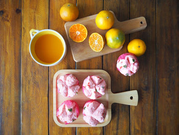 High angle view of fruits on table