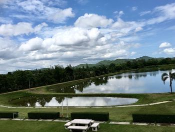 Scenic view of lake against sky