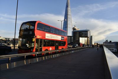 View of city against cloudy sky