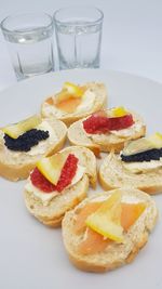 Close-up of breakfast served on table