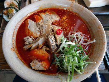 Close-up of soup in bowl