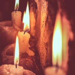 Close-up of lit candles