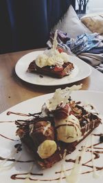 Close-up of food in plate on table