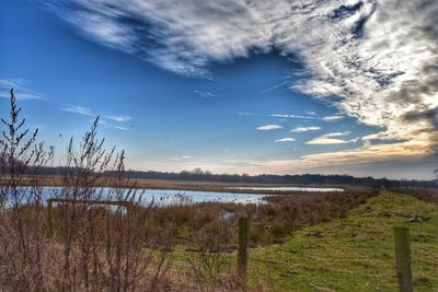 Scenic view of lake against sky