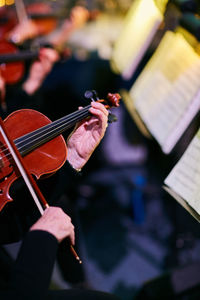 Cropped image of musician playing violin