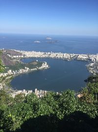 Scenic view of sea against blue sky