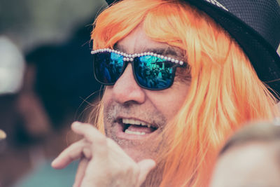 Close-up of man wearing sunglasses