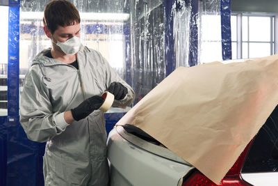 Man working in garage