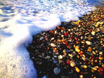 Close-up of pebbles on beach