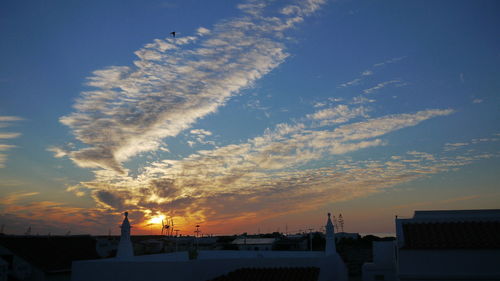 Low angle view of silhouette buildings against sky during sunset