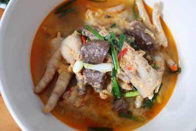 High angle view of food in bowl