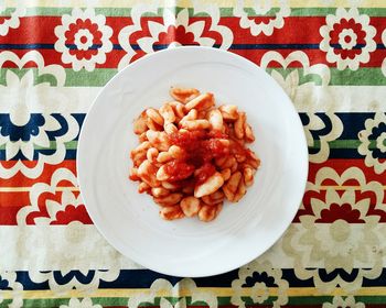 High angle view of food served in plate