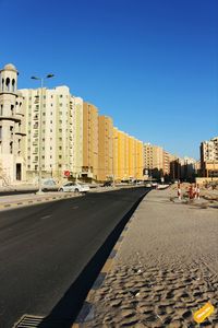 City street against blue sky